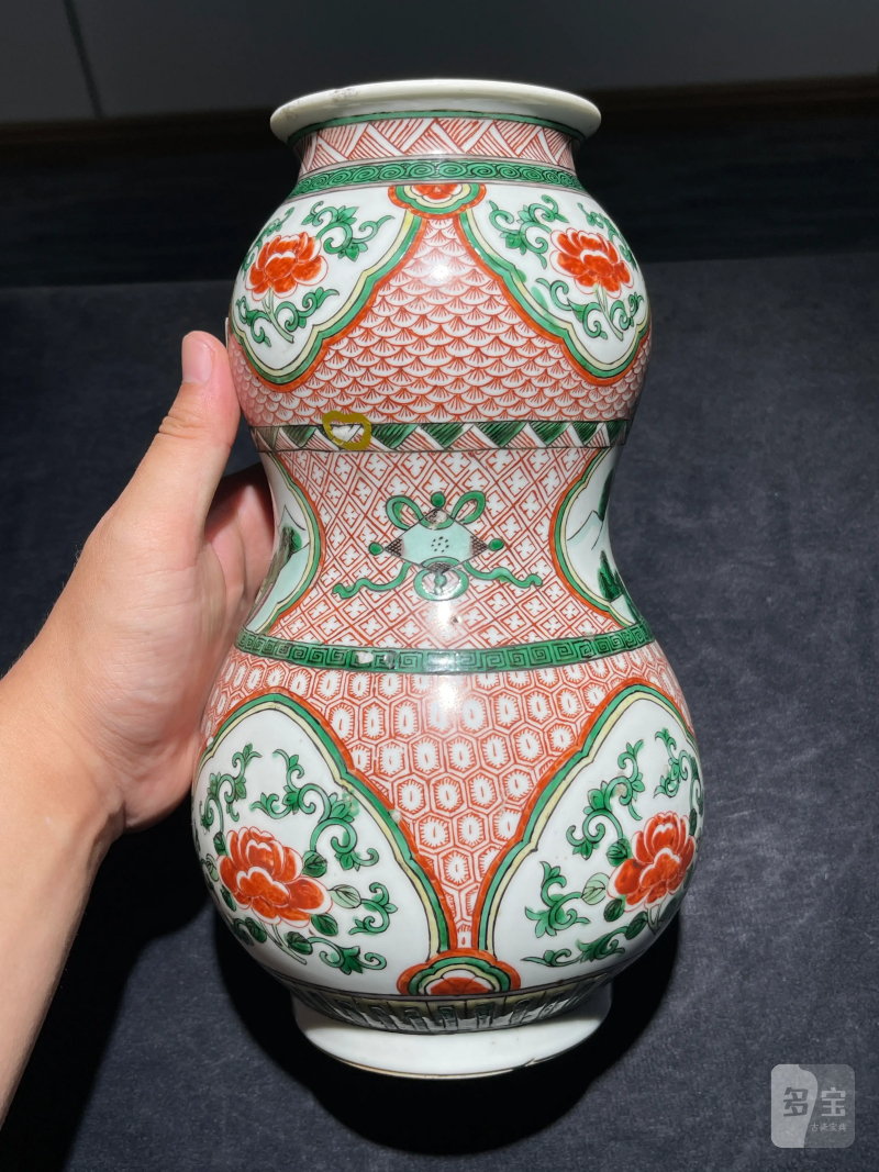 清晚期 五彩花卉纹葫芦瓶 - 图3